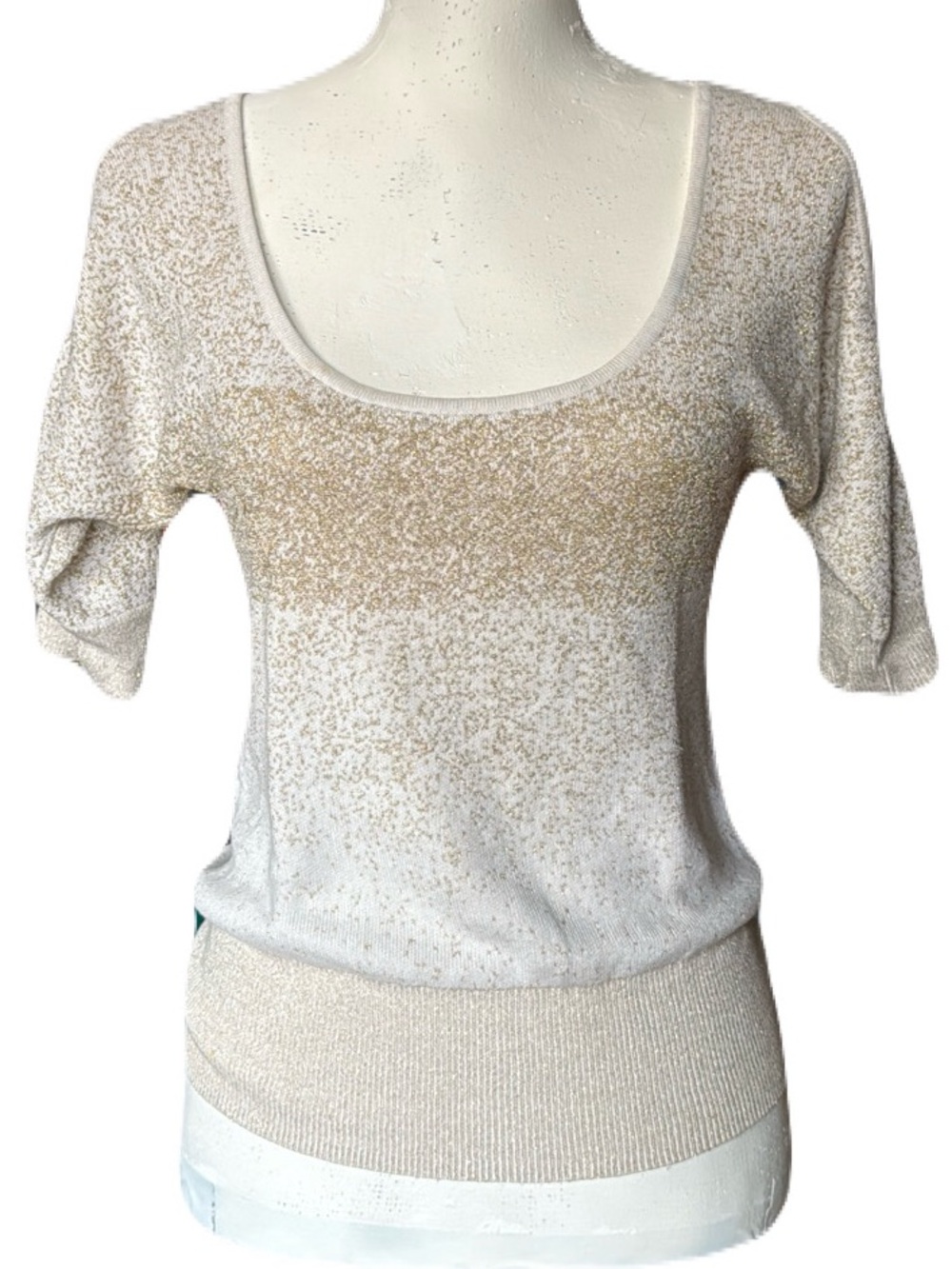 Bebe cold-shoulder rayon blend metallic sweater Women’s size small | y-2